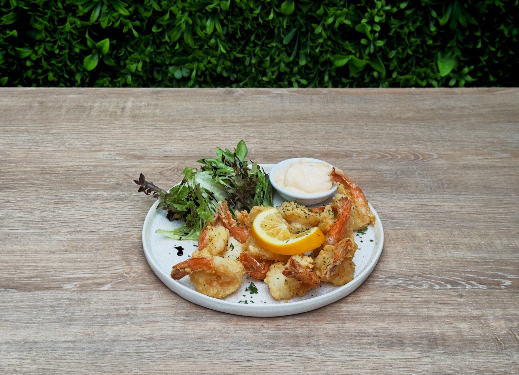 Fried prawns with aioli